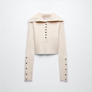 ZARA POLO COLLAR RIBBED SWEATER